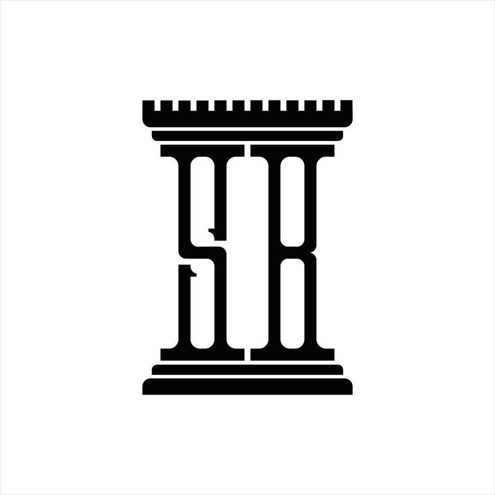 monograma de logotipo sb con plantilla de diseño de forma de pilar vector