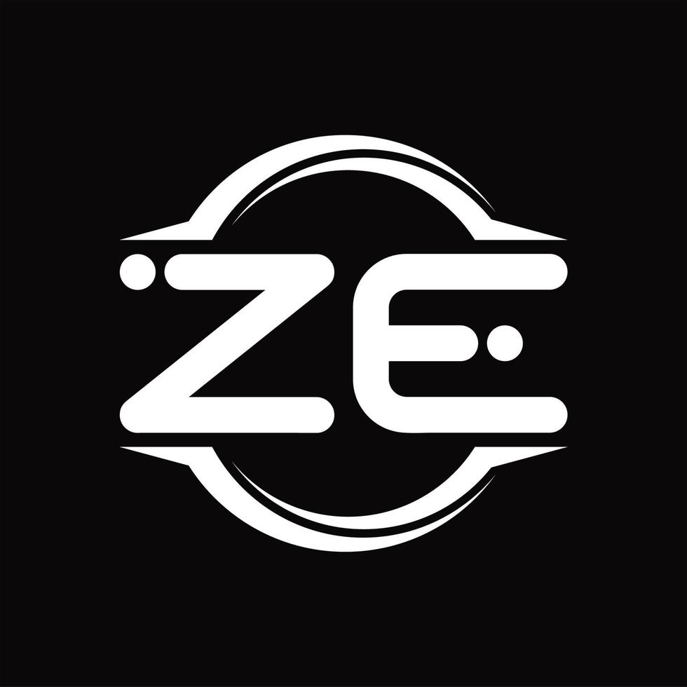 ZE Logo monogram with circle rounded slice shape design template vector