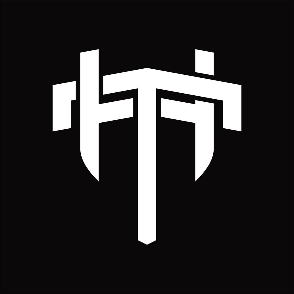 plantilla de diseño vintage de monograma de logotipo ht vector