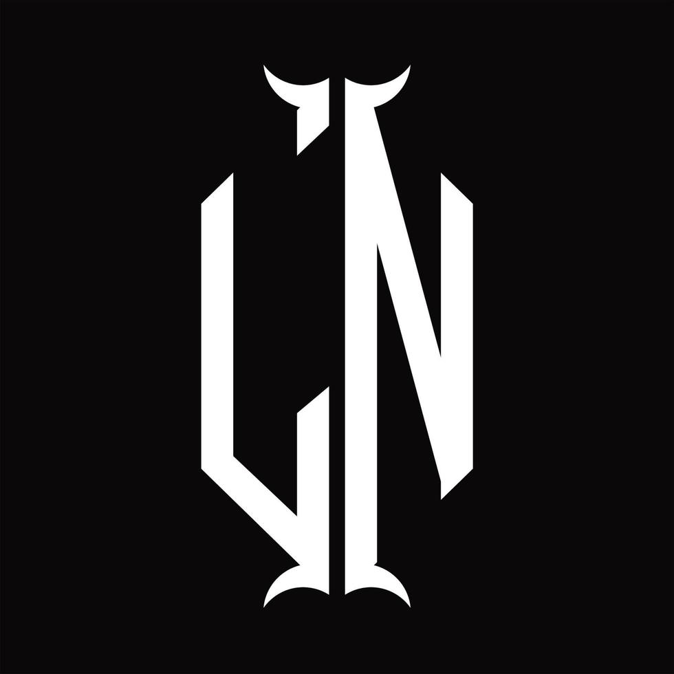 LN Logo monogram with horn shape design template vector