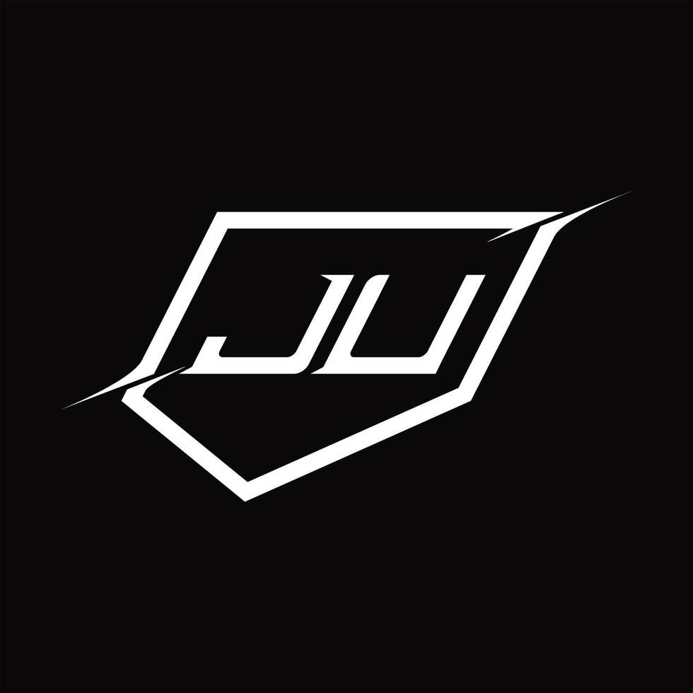 JU Logo monogram letter with shield and slice style design vector