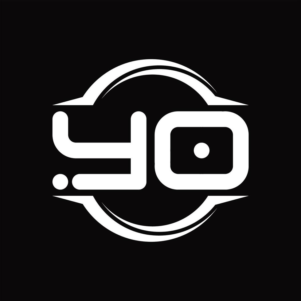 YO Logo monogram with circle rounded slice shape design template vector