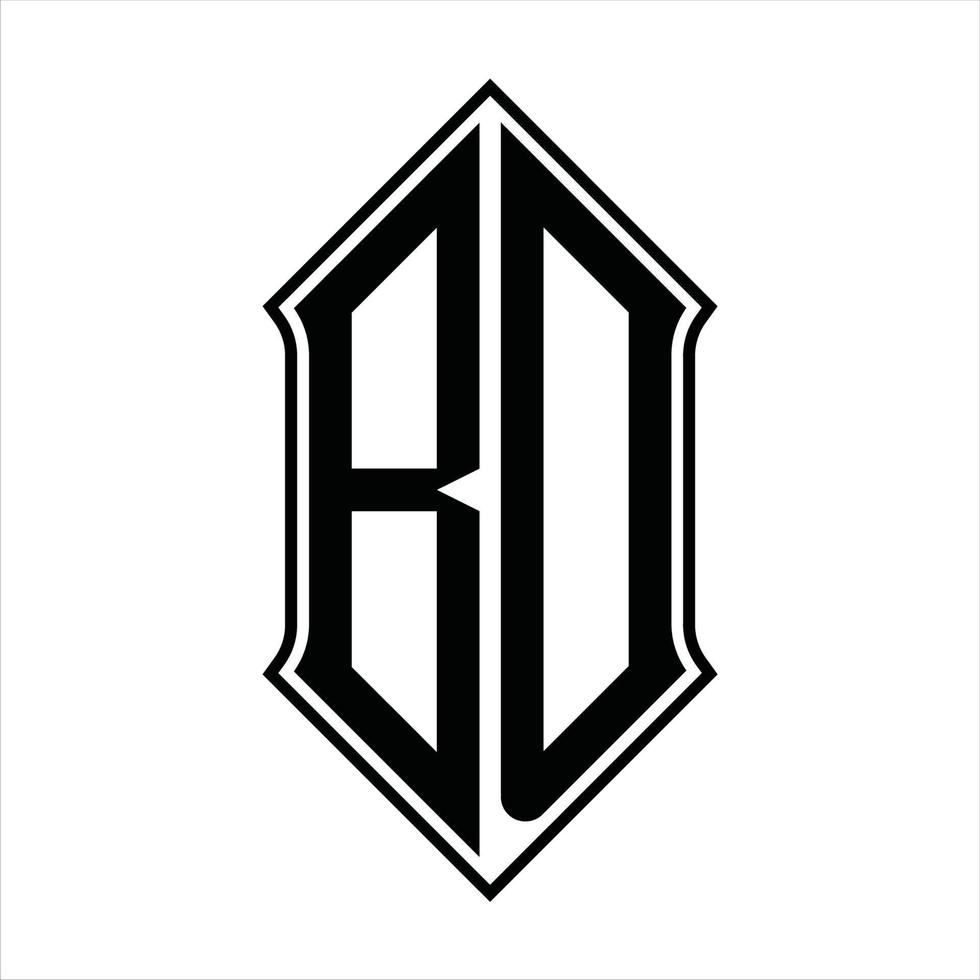 BD Logo monogram with shieldshape and outline design template vector icon abstract