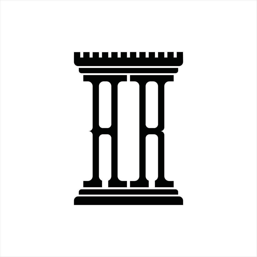 AR Logo monogram with pillar shape design template vector
