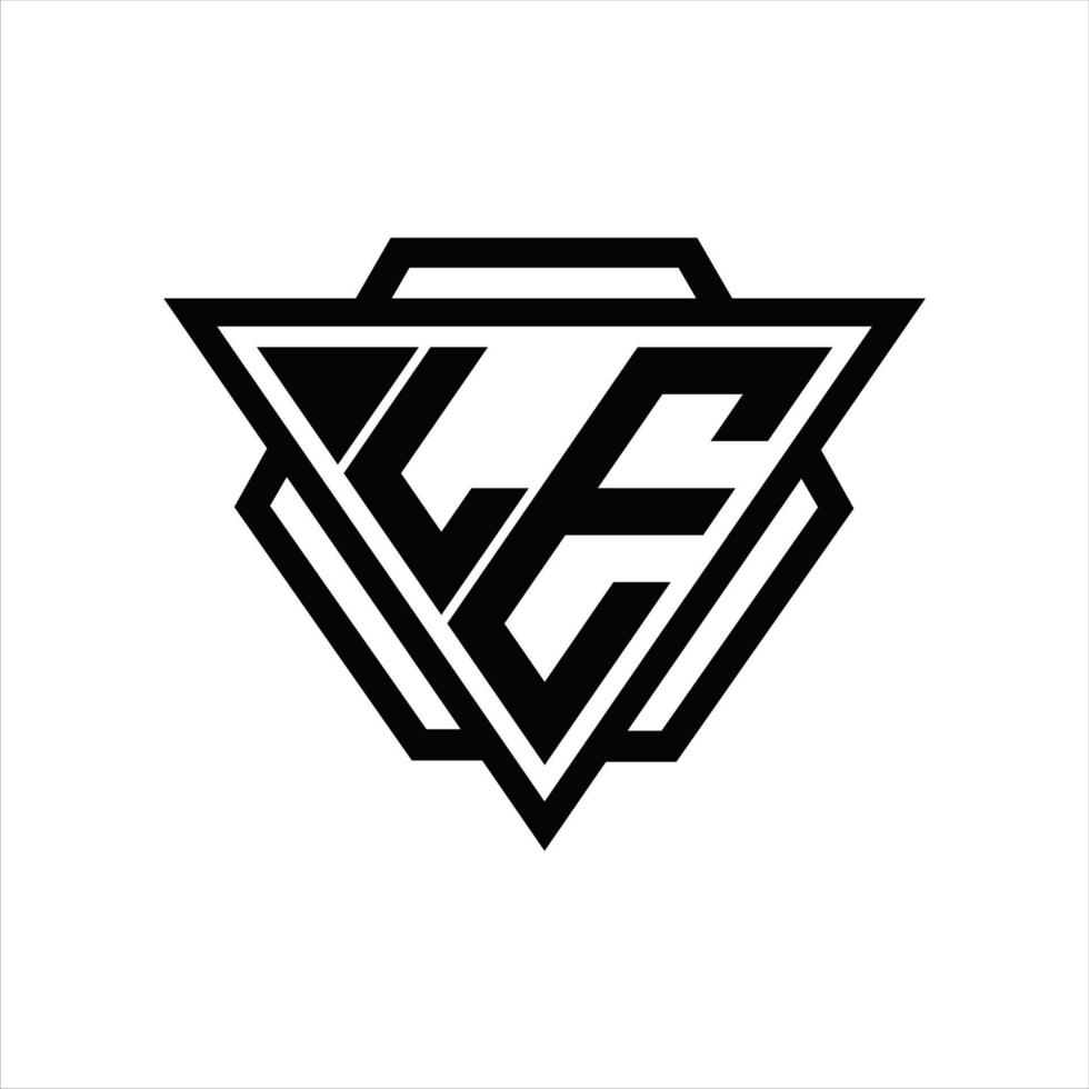 LE Logo monogram with triangle and hexagon template vector