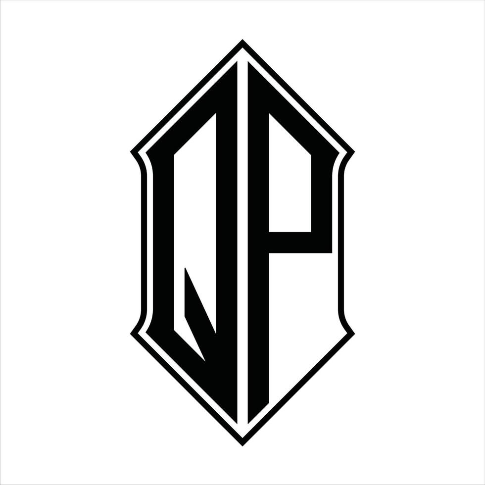 Logo monogram with shieldshape and outline design template vector icon abstract