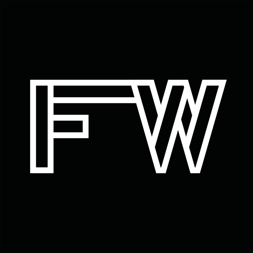 monograma del logotipo fw con espacio negativo de estilo de línea vector