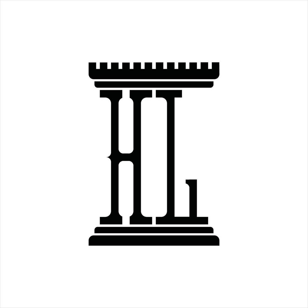 monograma de logotipo hl con plantilla de diseño de forma de pilar vector