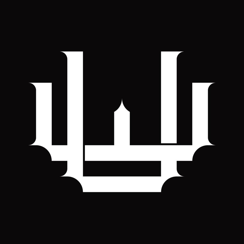 WU Logo monogram with vintage overlapping linked style design template vector