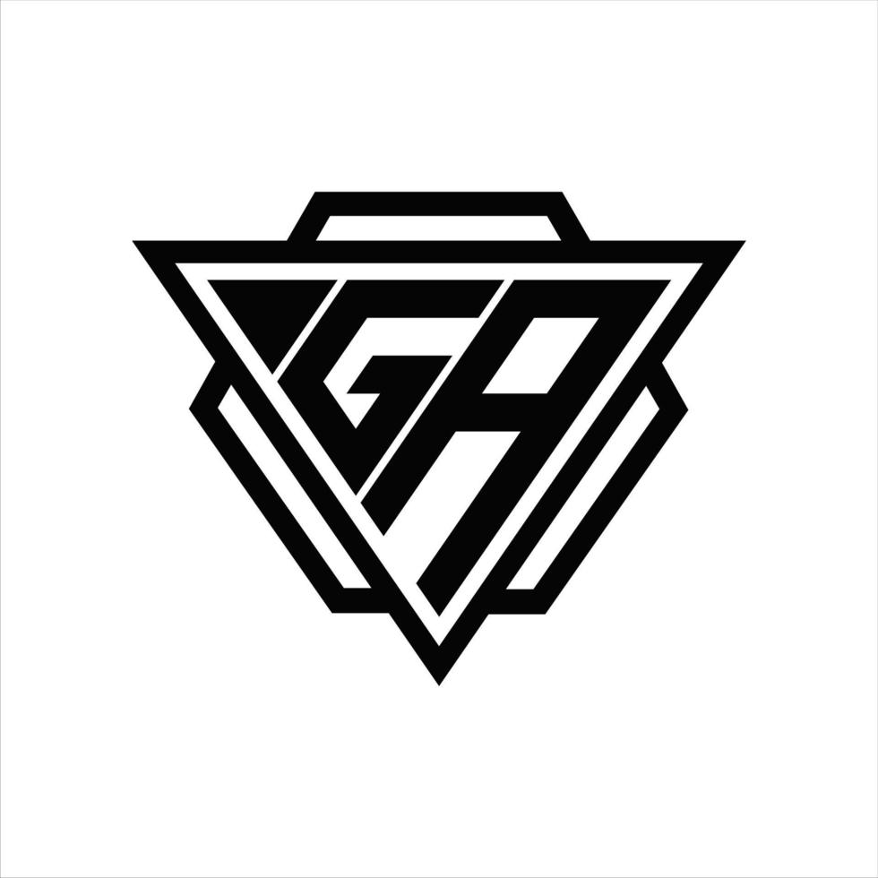 monograma del logotipo ga con plantilla de triángulo y hexágono vector