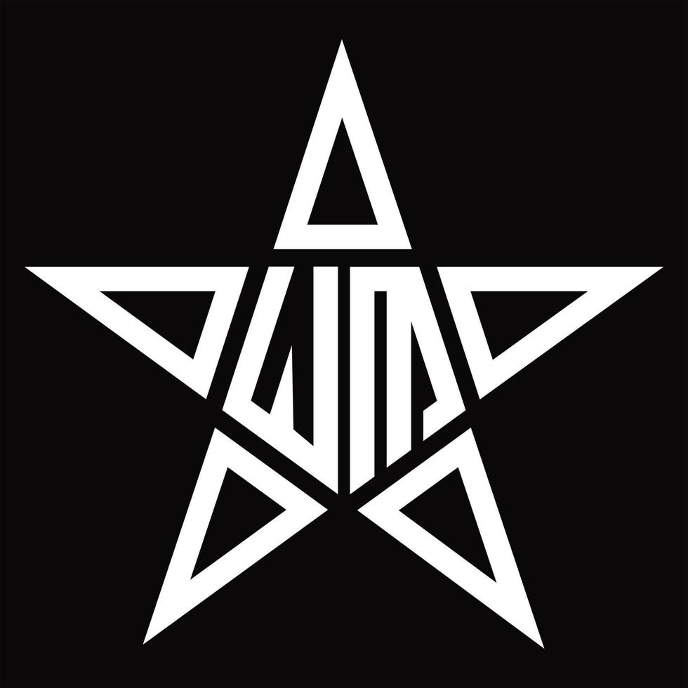 WM Logo monogram with star shape design template vector