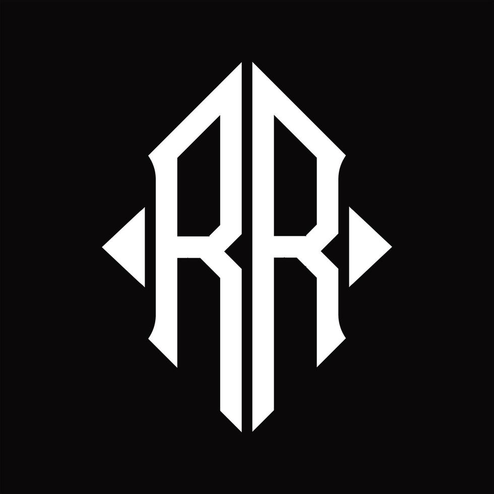 RR Logo monogram with shield shape isolated design template vector