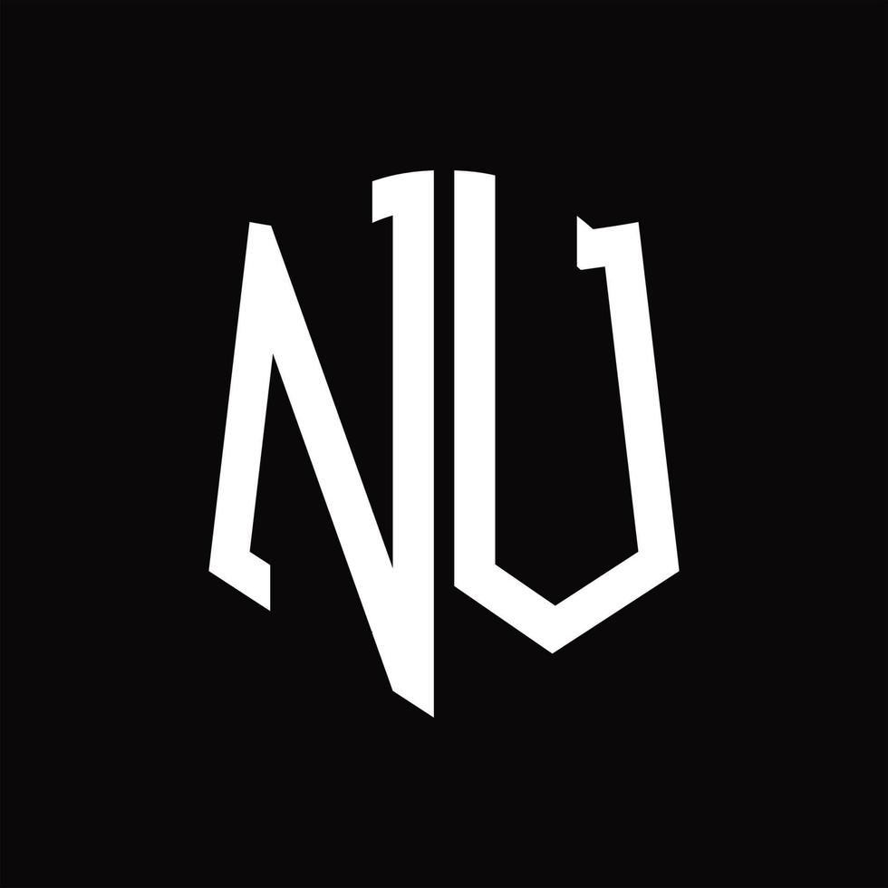 monograma del logotipo nv con plantilla de diseño de cinta en forma de escudo vector
