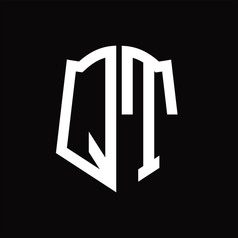 QT Logo monogram with shield shape ribbon design template vector
