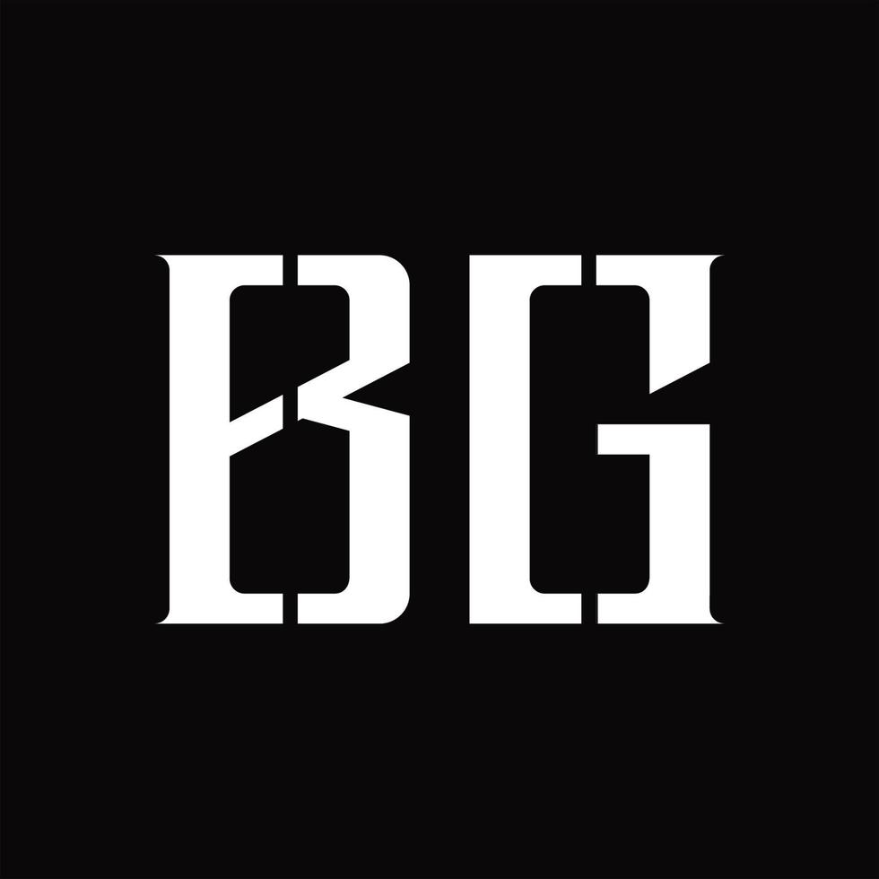monograma de logotipo bg con plantilla de diseño de corte medio vector