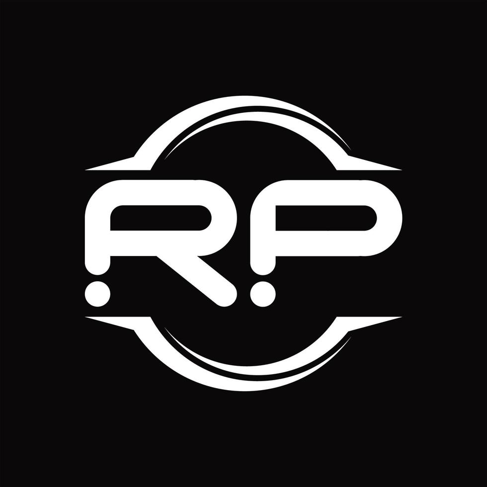 RP Logo monogram with circle rounded slice shape design template vector