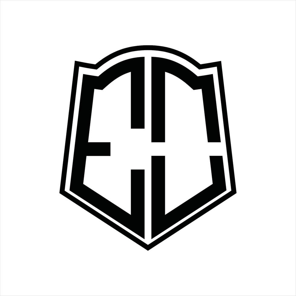monograma de logotipo con plantilla de diseño de esquema de forma de escudo vector