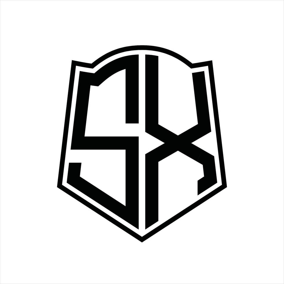 SX Logo monogram with shield shape outline design template vector