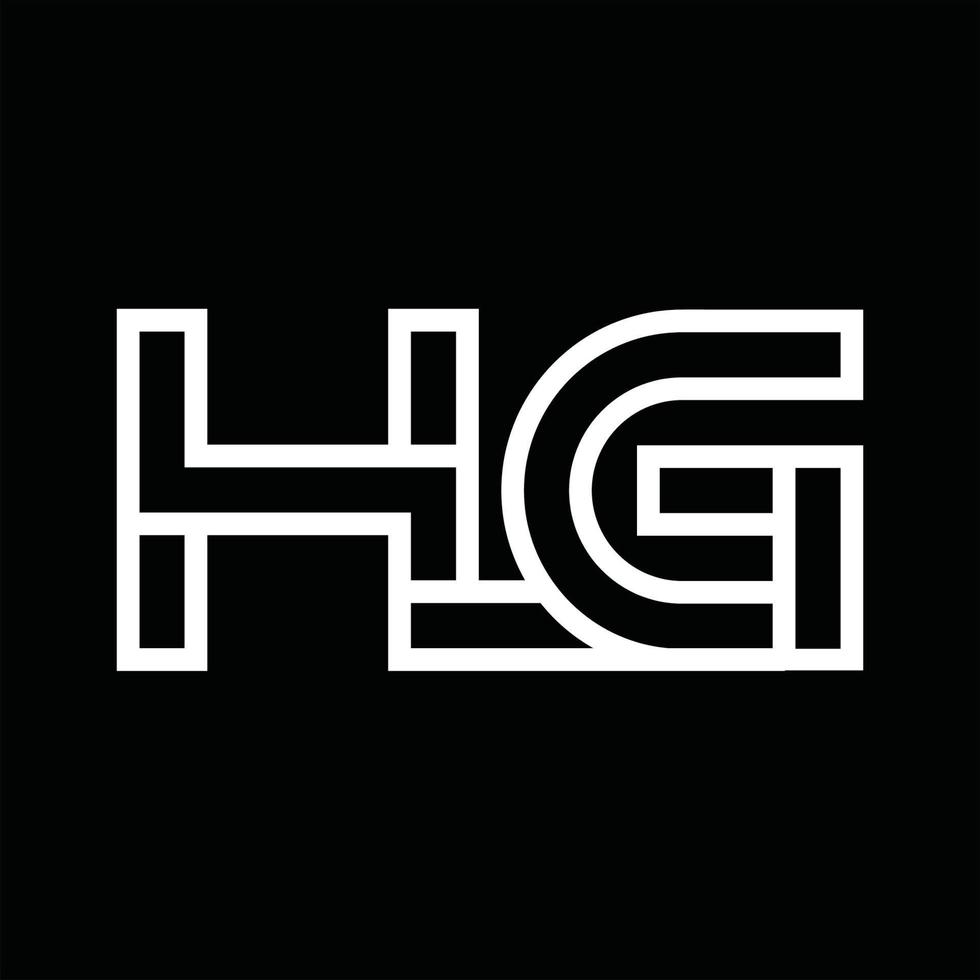 monograma del logotipo hg con espacio negativo de estilo de línea vector