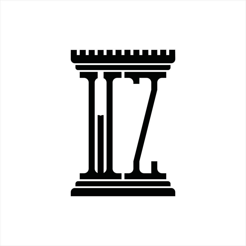monograma del logotipo wz con plantilla de diseño de forma de pilar vector