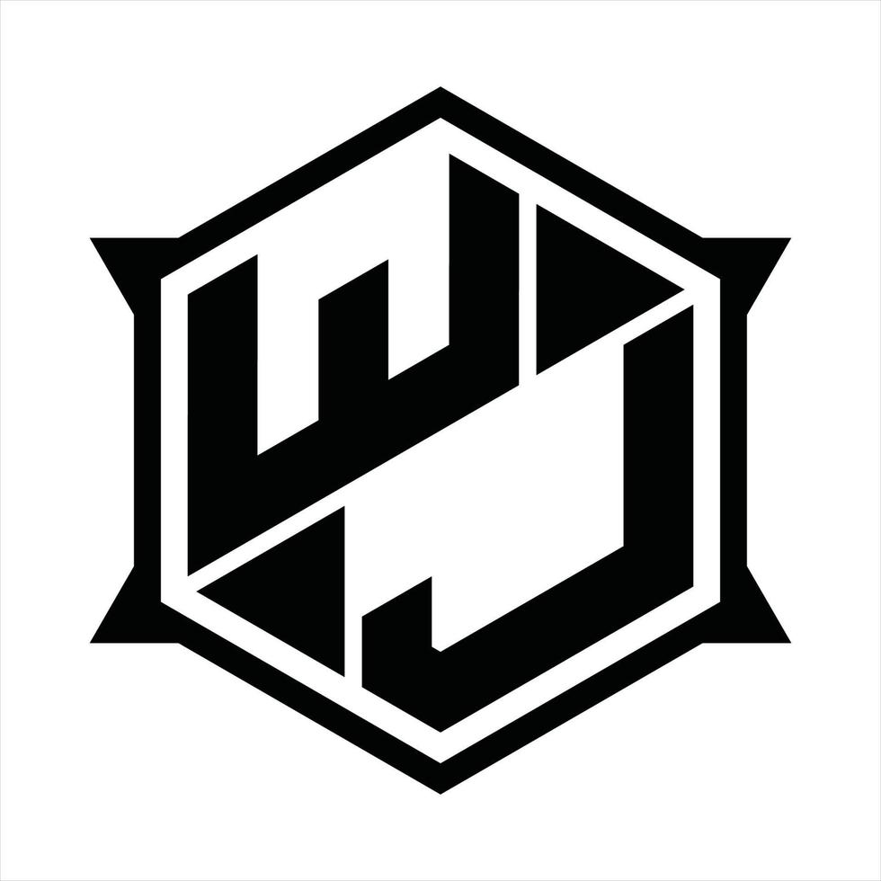 WJ Logo monogram design template vector
