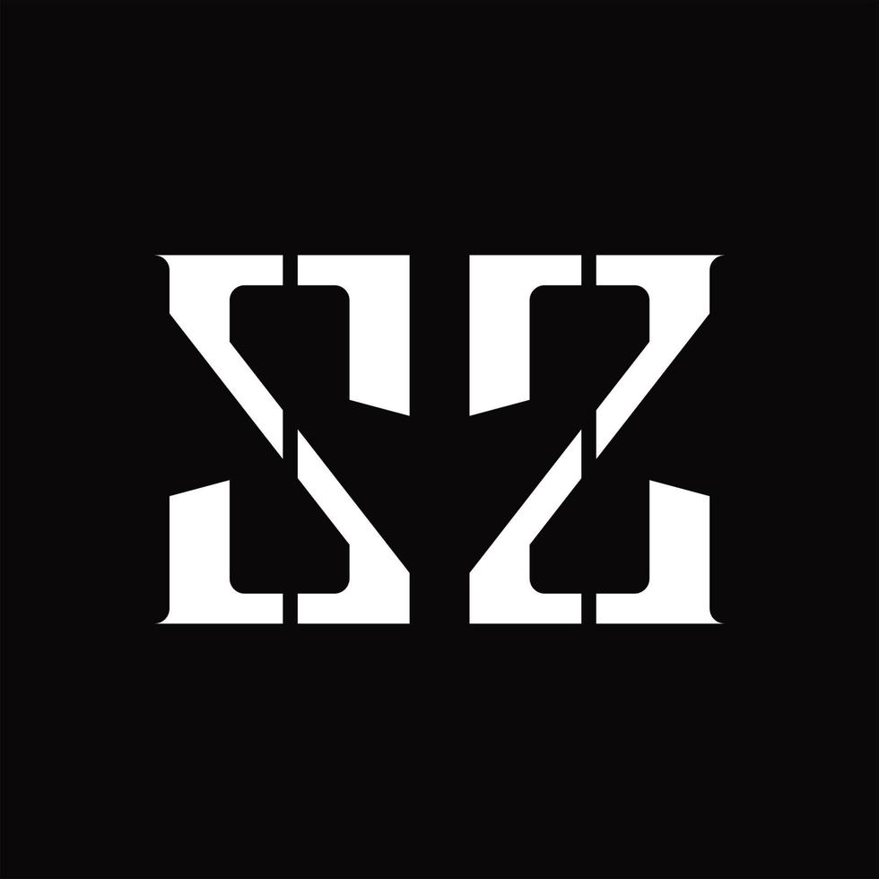 monograma del logotipo zz con plantilla de diseño de corte medio vector