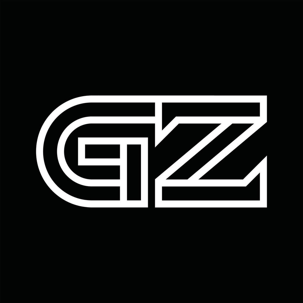 monograma del logotipo gz con espacio negativo de estilo de línea vector