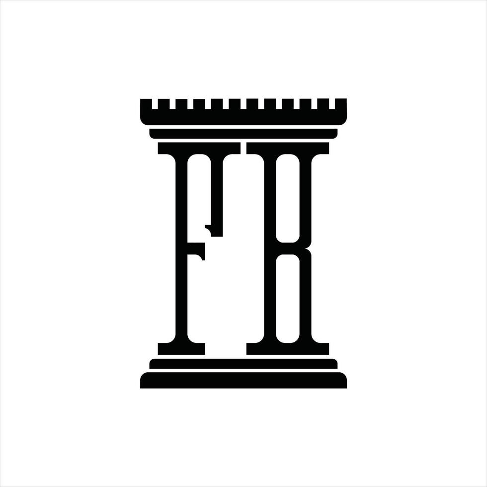 monograma de logotipo fb con plantilla de diseño de forma de pilar vector