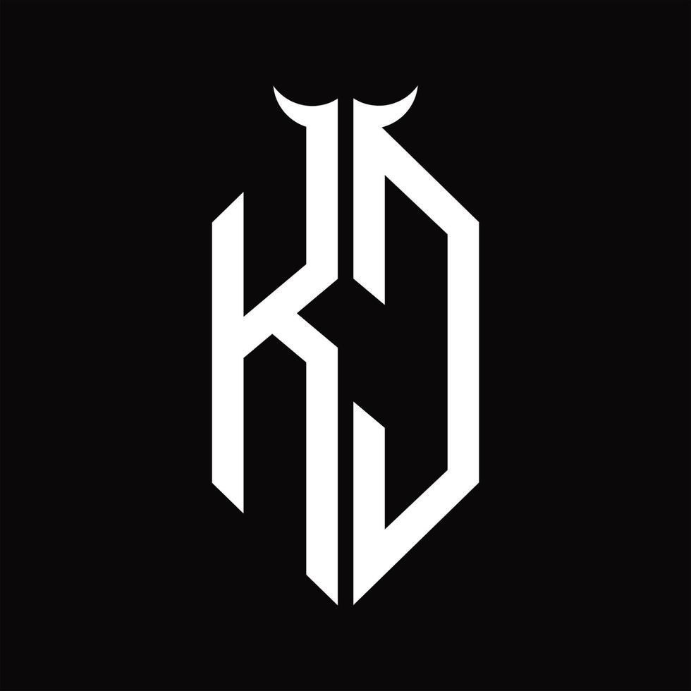 monograma del logotipo de kc con plantilla de diseño en blanco y negro aislada en forma de cuerno vector