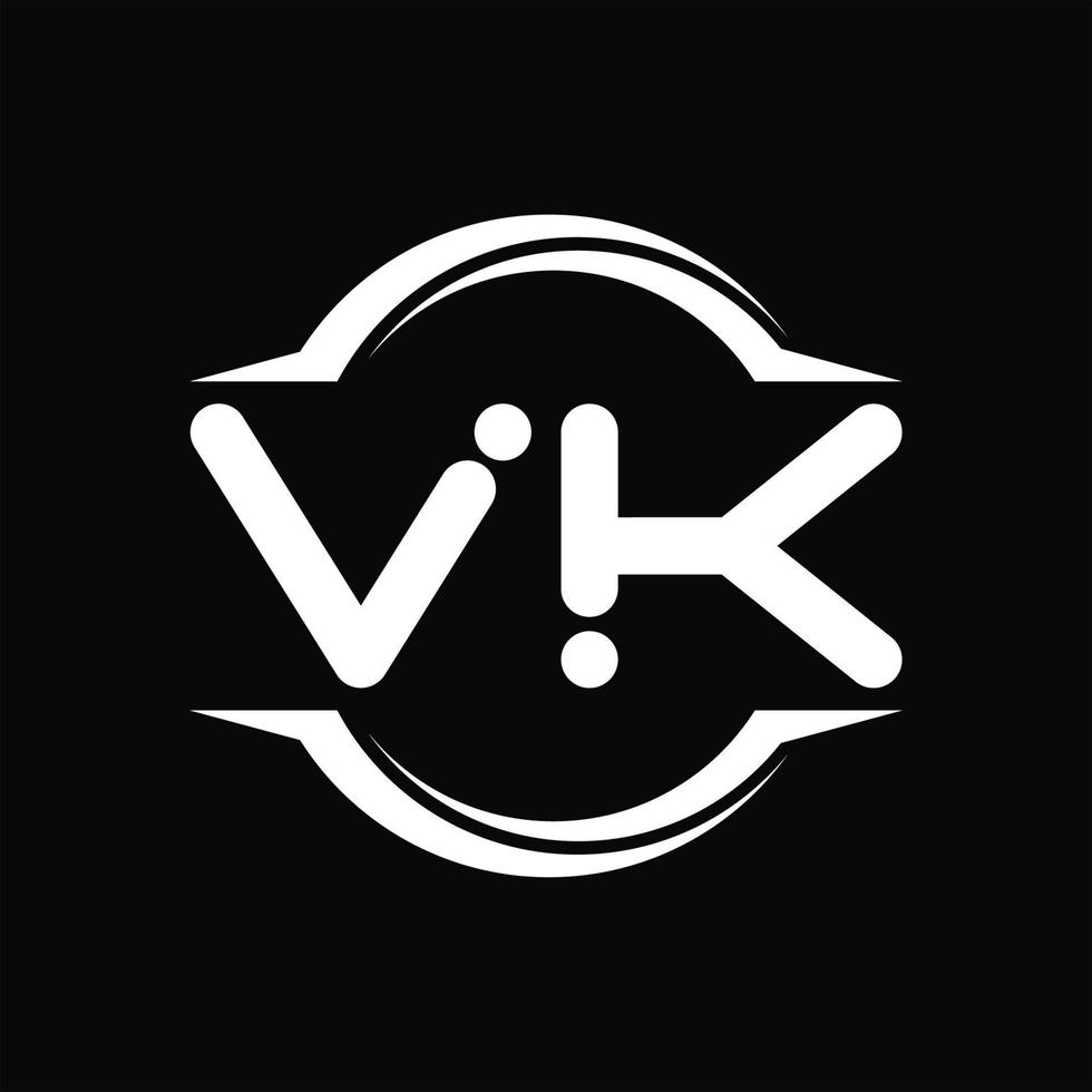 VK Logo monogram with circle rounded slice shape design template vector
