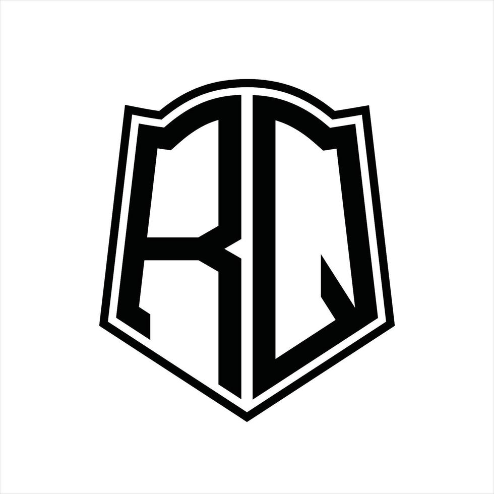 RQ Logo monogram with shield shape outline design template vector