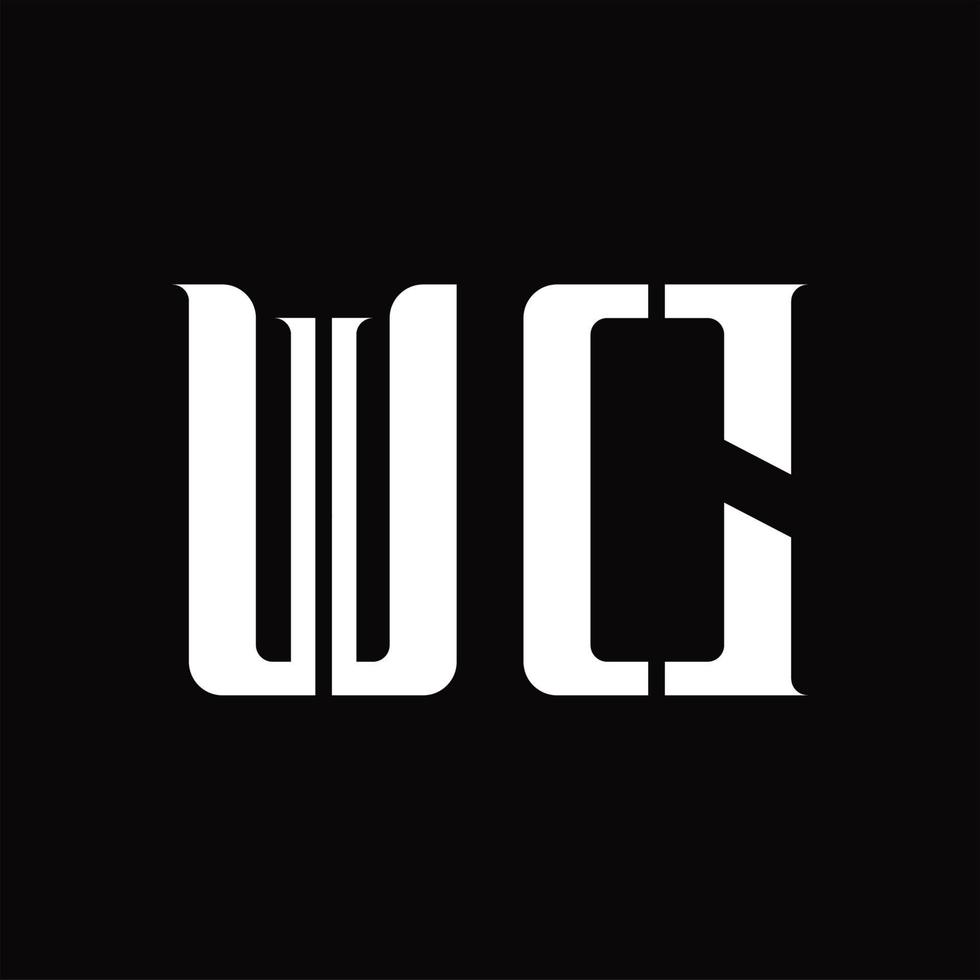 monograma de logotipo wc con plantilla de diseño de corte medio vector