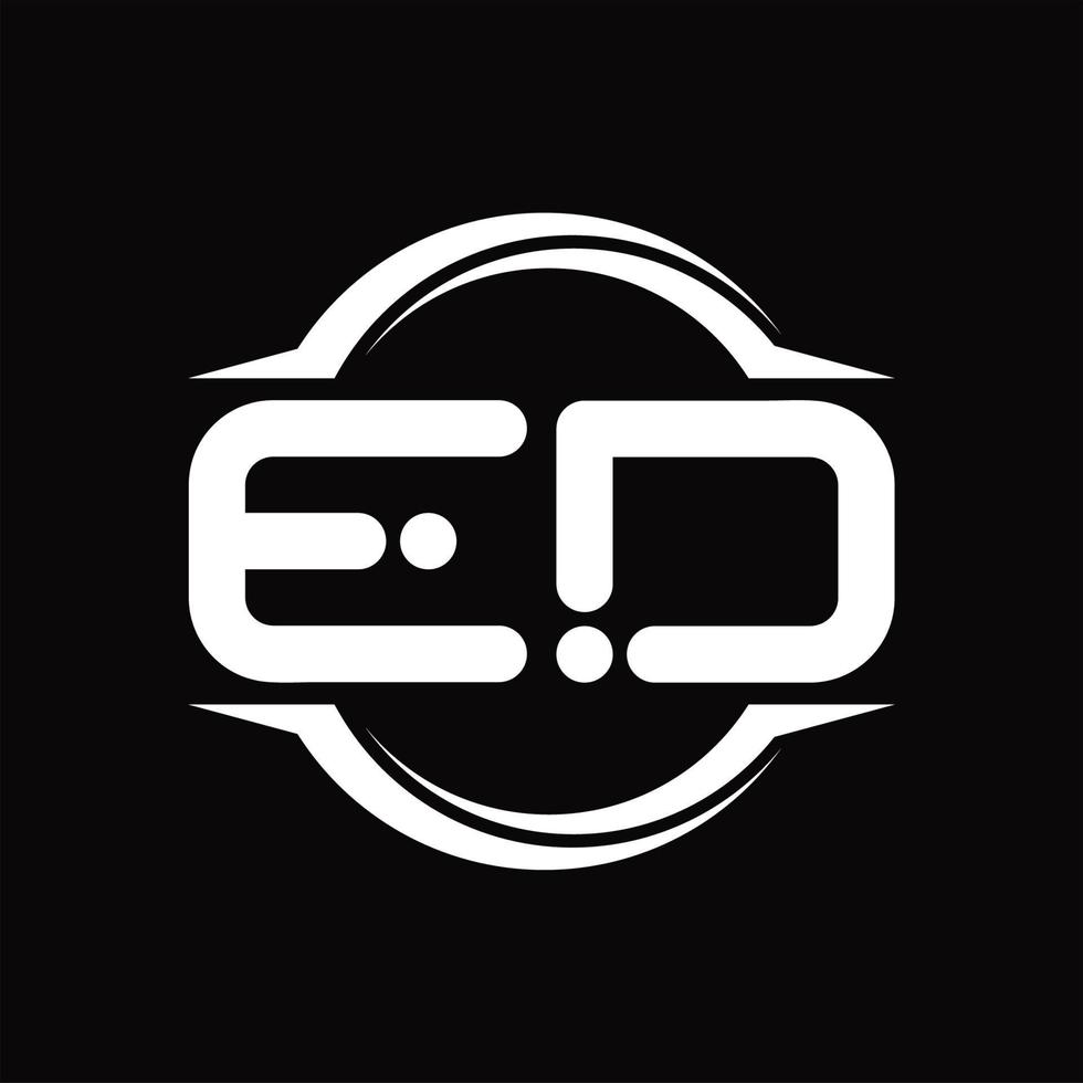 monograma del logotipo de ed con plantilla de diseño de forma de rebanada redondeada de círculo vector