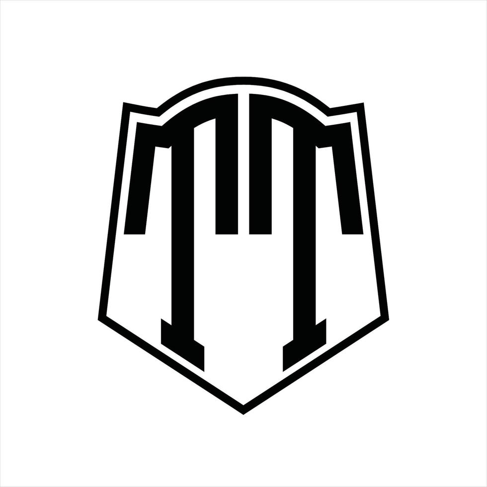 TT Logo monogram with shield shape outline design template vector