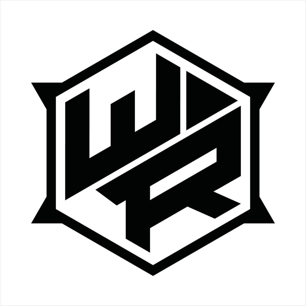 plantilla de diseño de monograma de logotipo wr vector