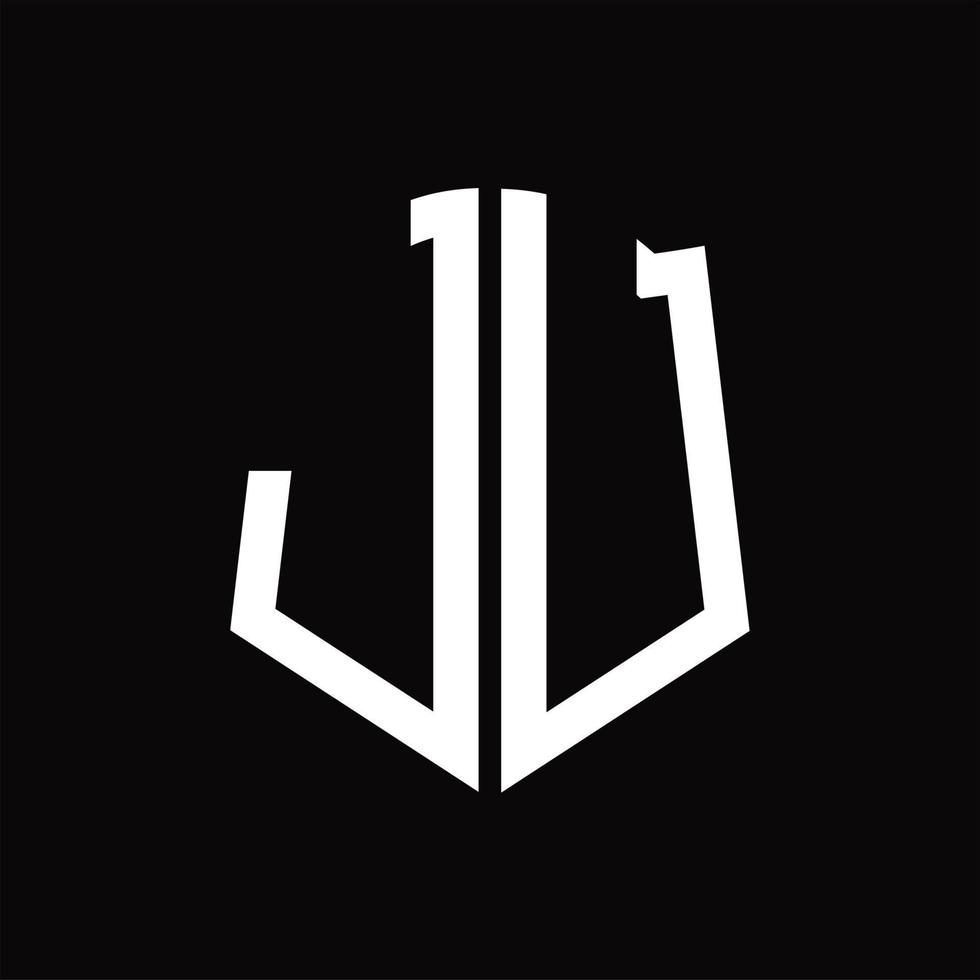 JU Logo monogram with shield shape ribbon design template vector