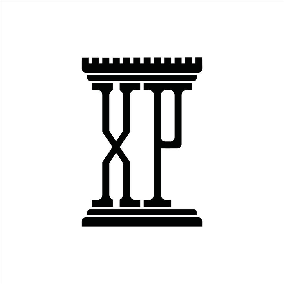 XP Logo monogram with pillar shape design template vector