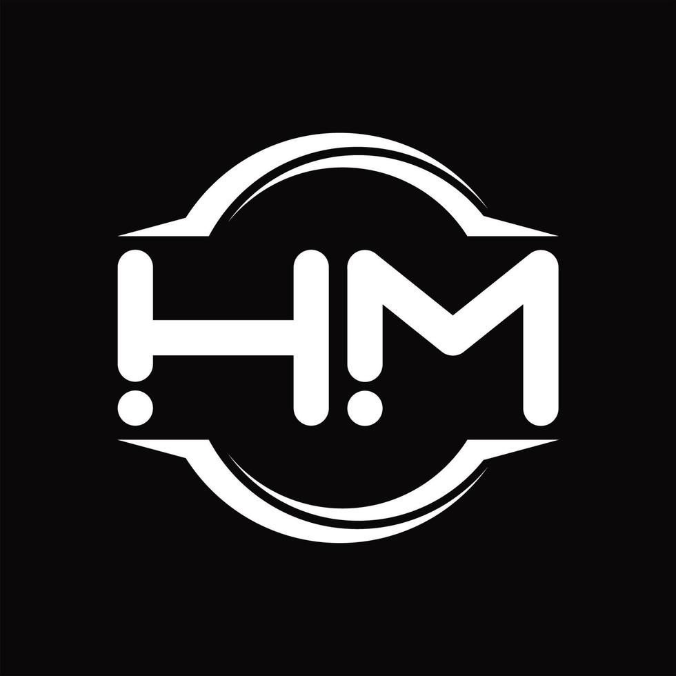 HM Logo monogram with circle rounded slice shape design template vector