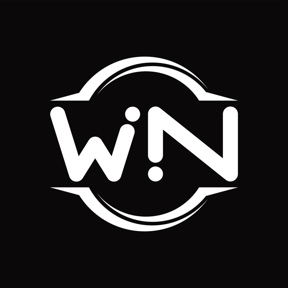 WN Logo monogram with circle rounded slice shape design template vector