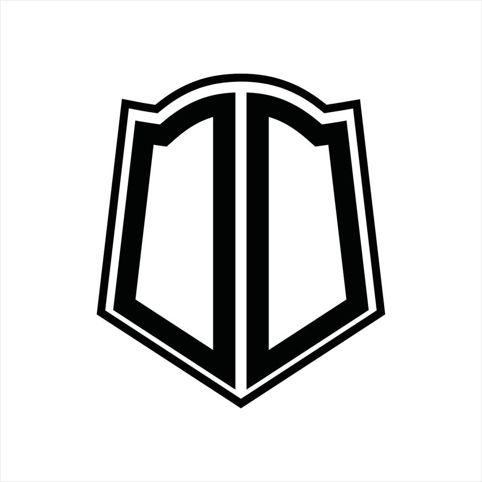 Logo monogram with shield shape outline design template vector