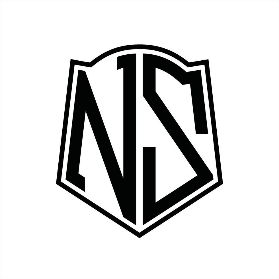 NZ Logo monogram with shield shape outline design template vector