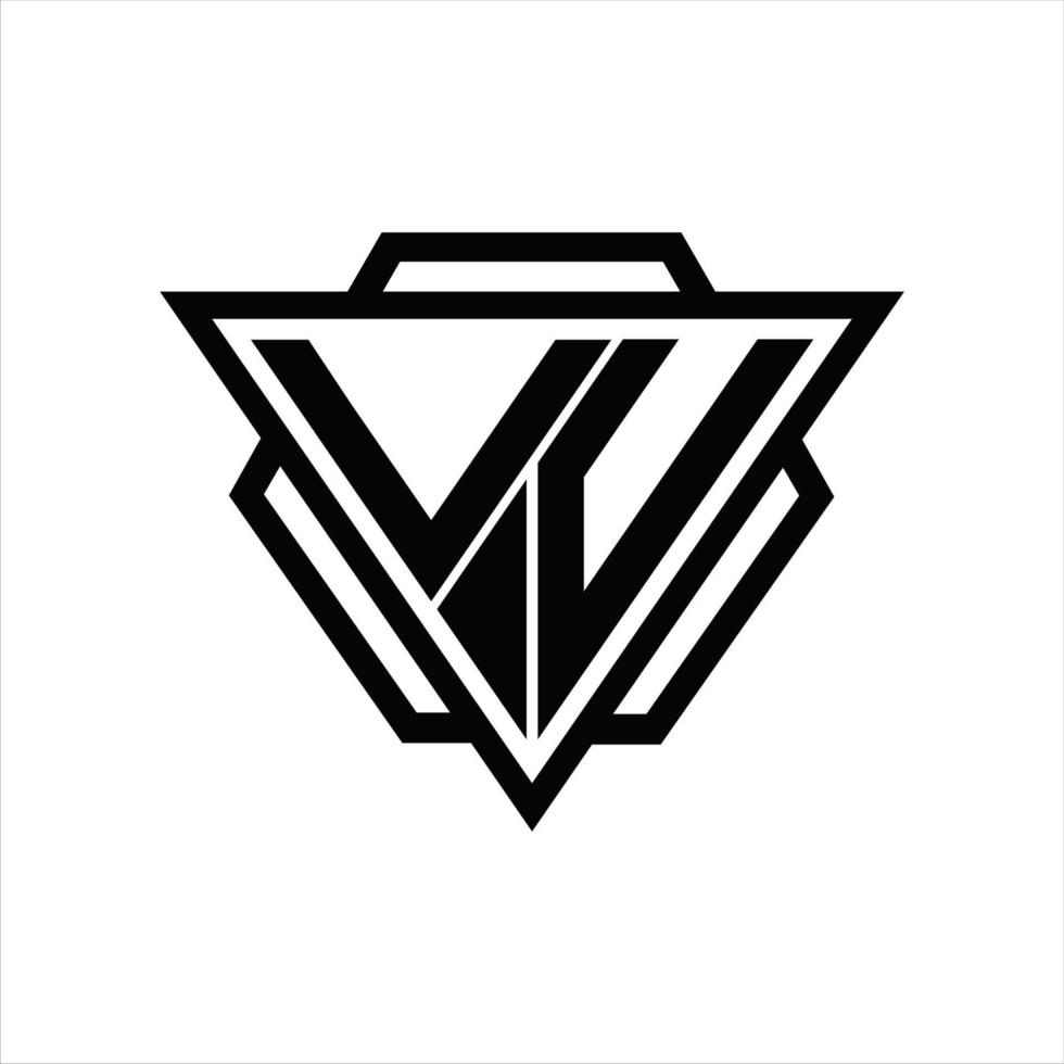 monograma del logotipo vv con plantilla de triángulo y hexágono vector