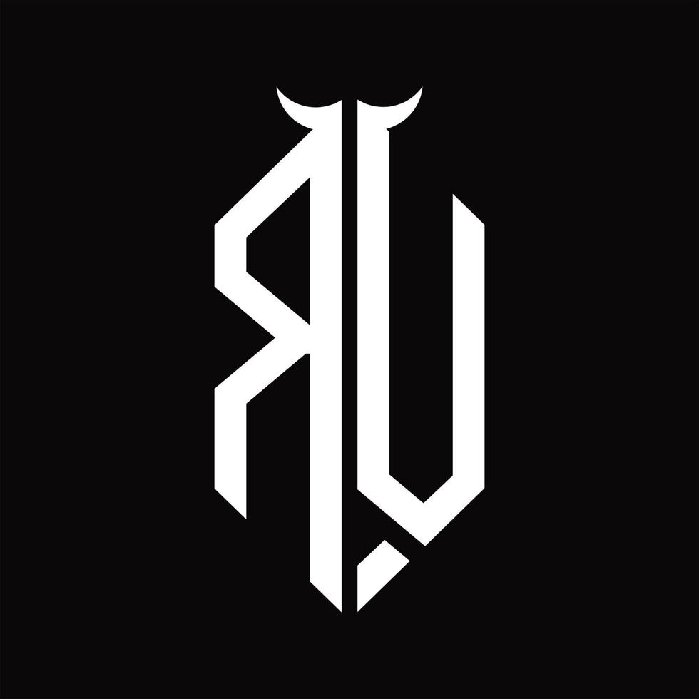 RV Logo monogram with horn shape isolated black and white design template vector
