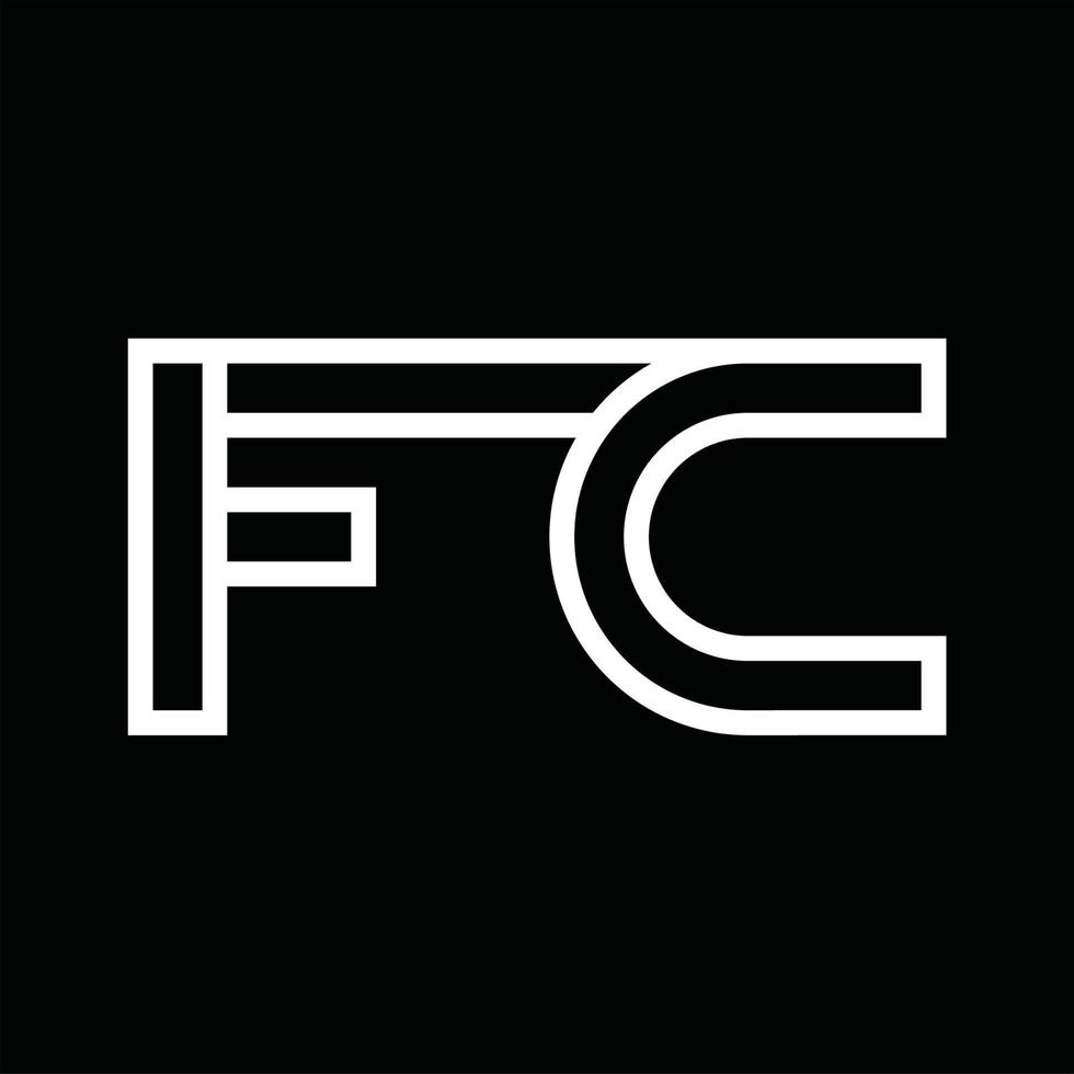 monograma del logotipo fc con espacio negativo de estilo de línea vector