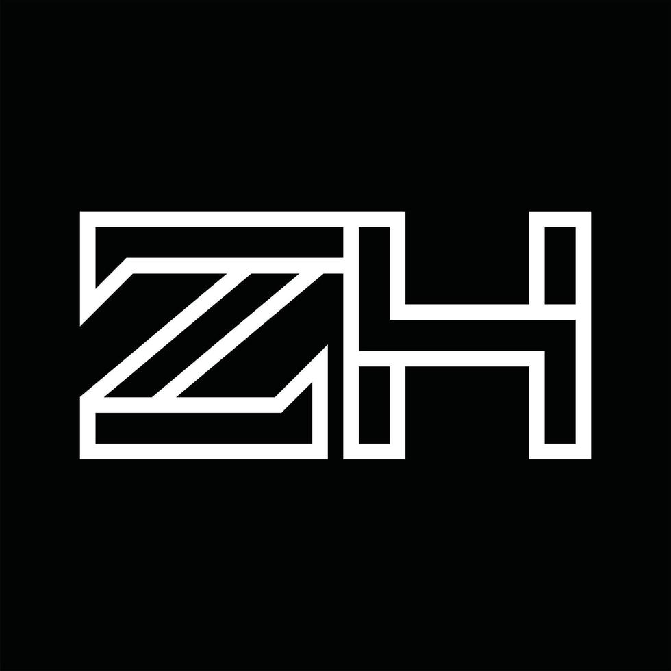 ZH Logo monogram with line style negative space vector