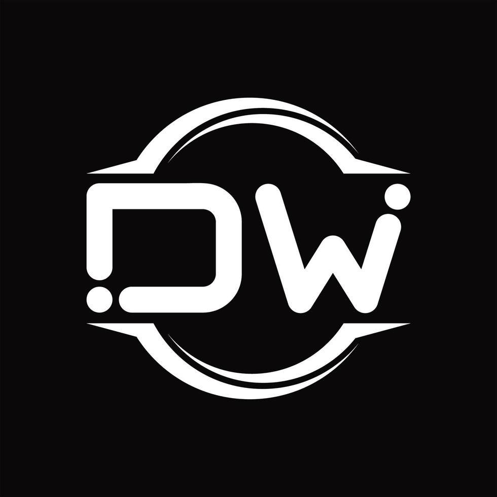 DW Logo monogram with circle rounded slice shape design template vector