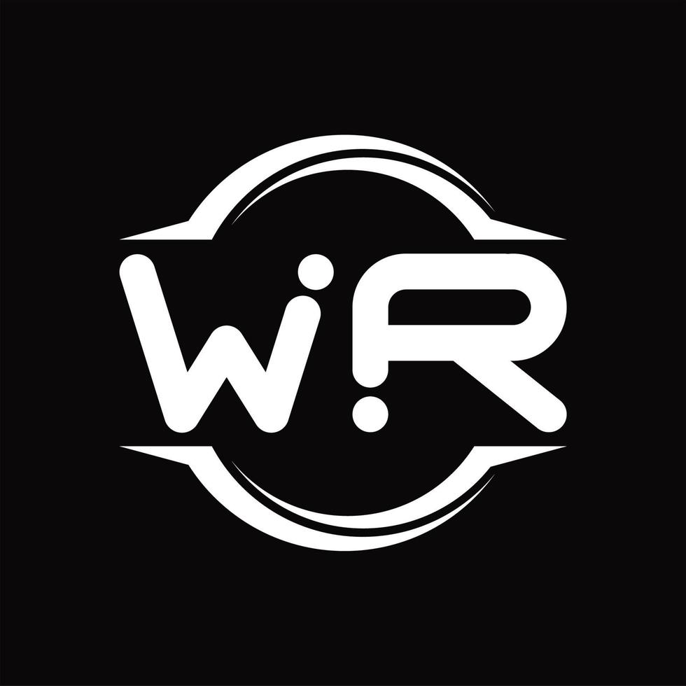 WR Logo monogram with circle rounded slice shape design template vector