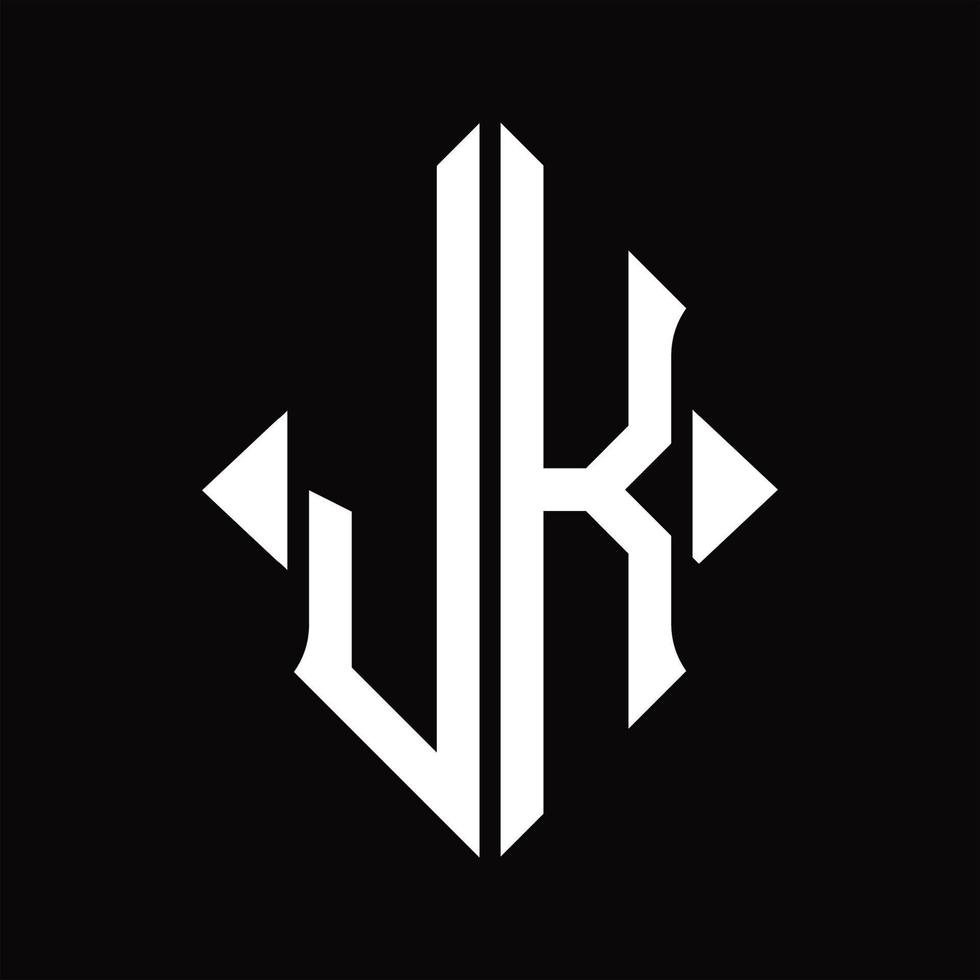 JK Logo monogram with shield shape isolated design template vector