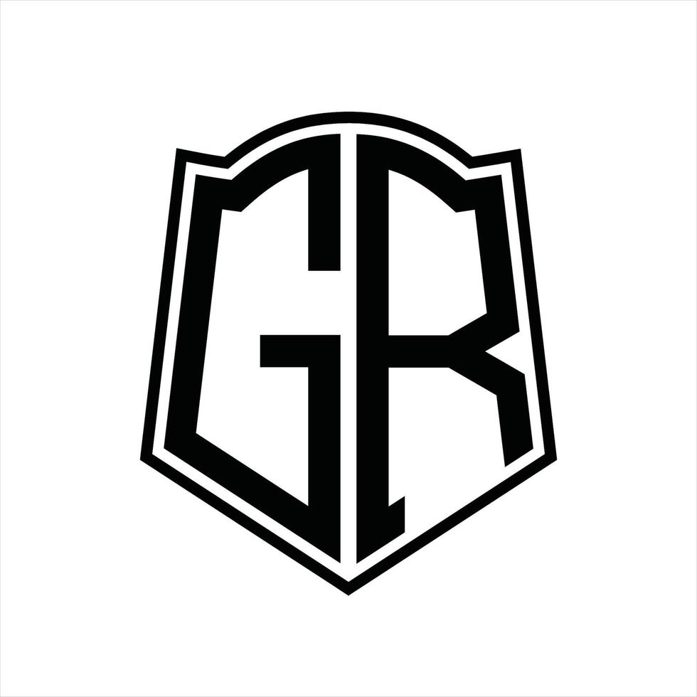Logo monogram with shield shape outline design template vector
