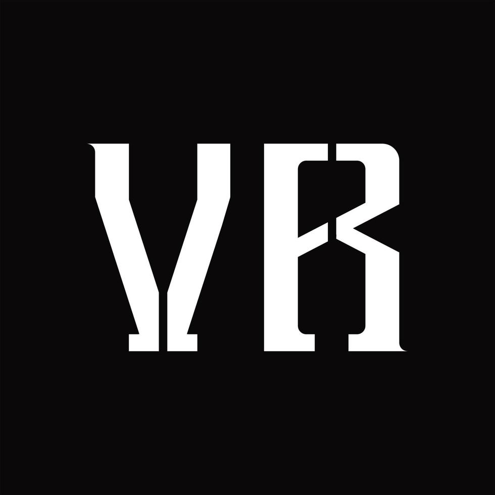 monograma de logotipo vr con plantilla de diseño de corte medio vector